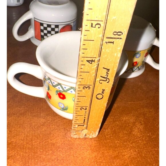 Set Of 4 Fine China Soup Mugs With Floral & Vegetable Patterns Microwave & Dishw - Picture 5 of 6